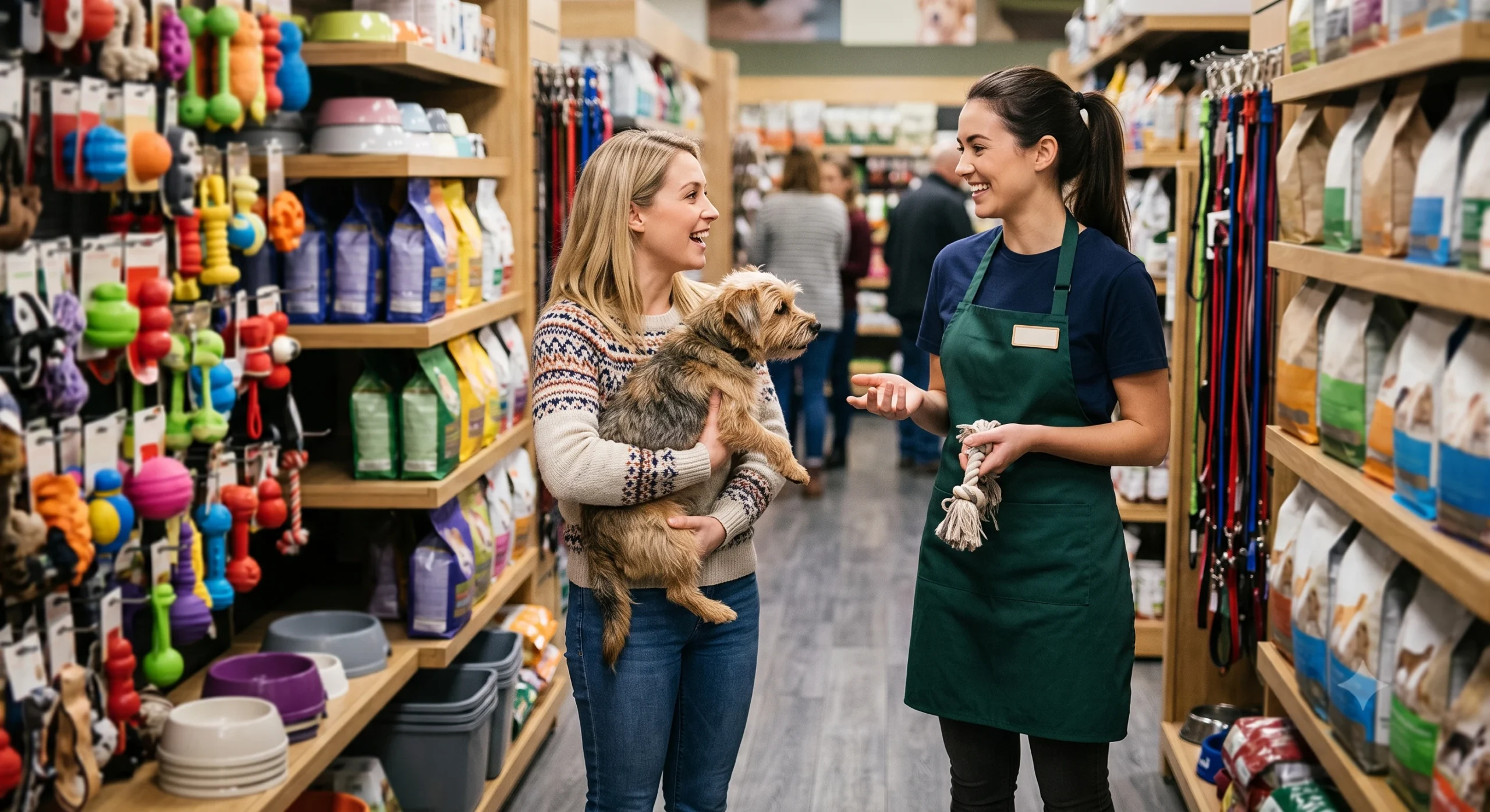 Pet expert sharing a friendly moment with a dog